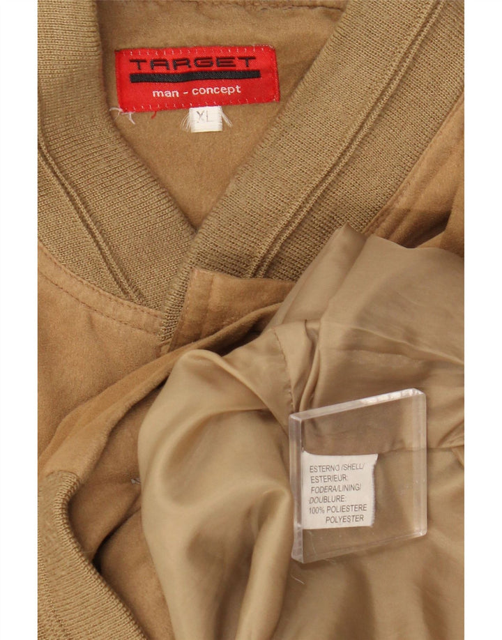 Jaqueta bomber masculina vintage UK 42 XL poliéster marrom