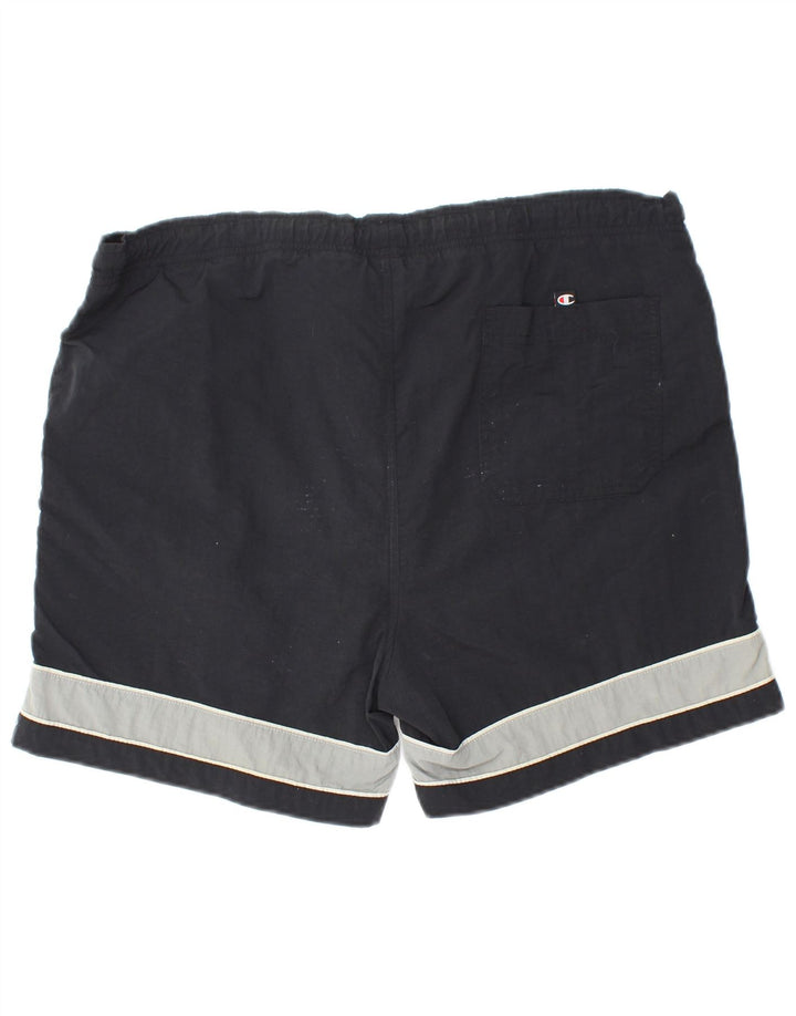 Shorts esportivos masculinos CHAMPION grande poliamida colorblock preto