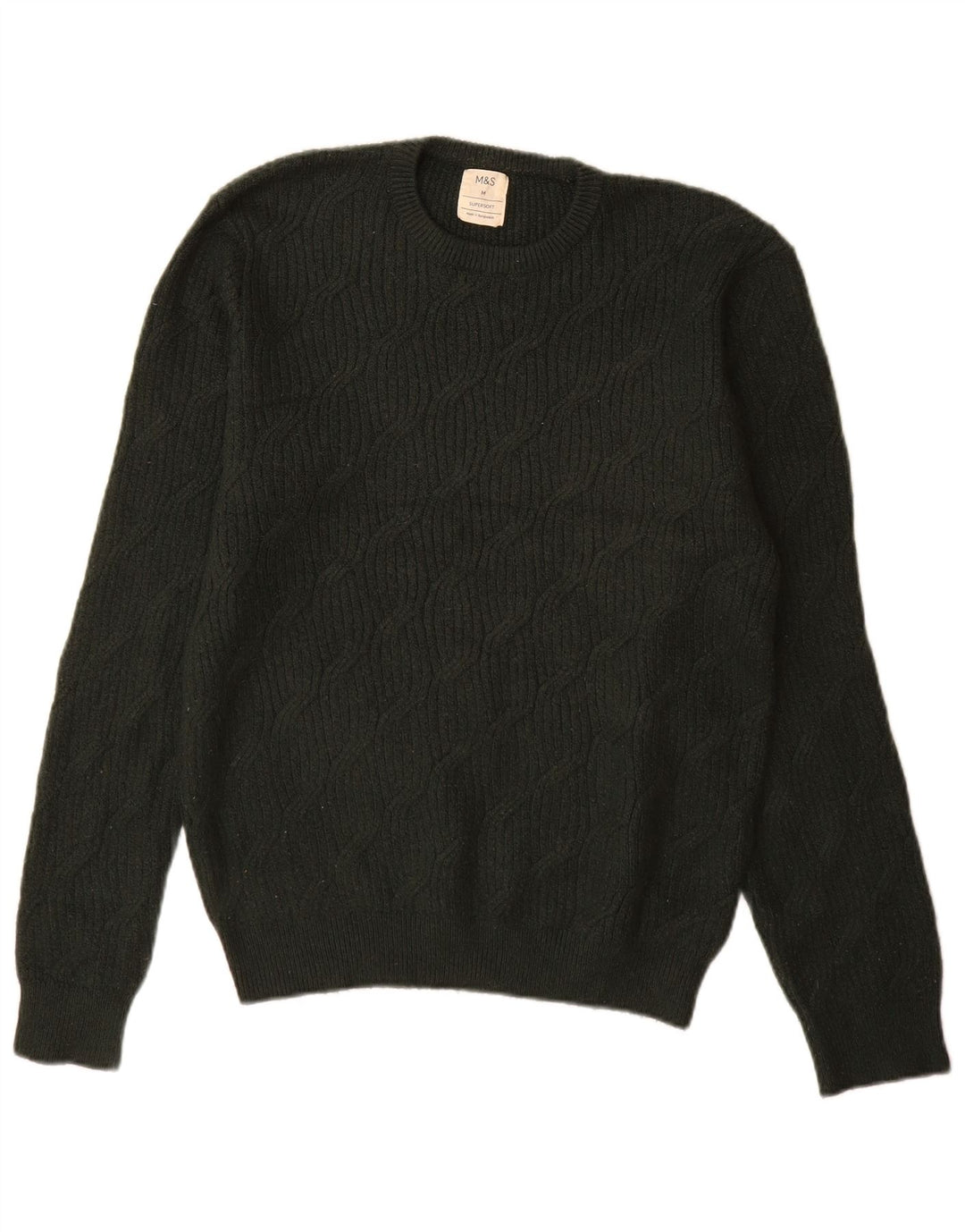 Suéter masculino Marks & Spencer com gola redonda em poliamida verde médio