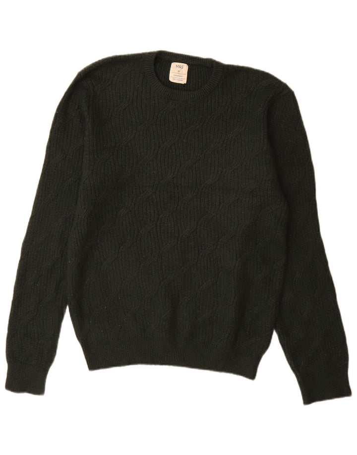 Suéter masculino Marks & Spencer com gola redonda em poliamida verde médio