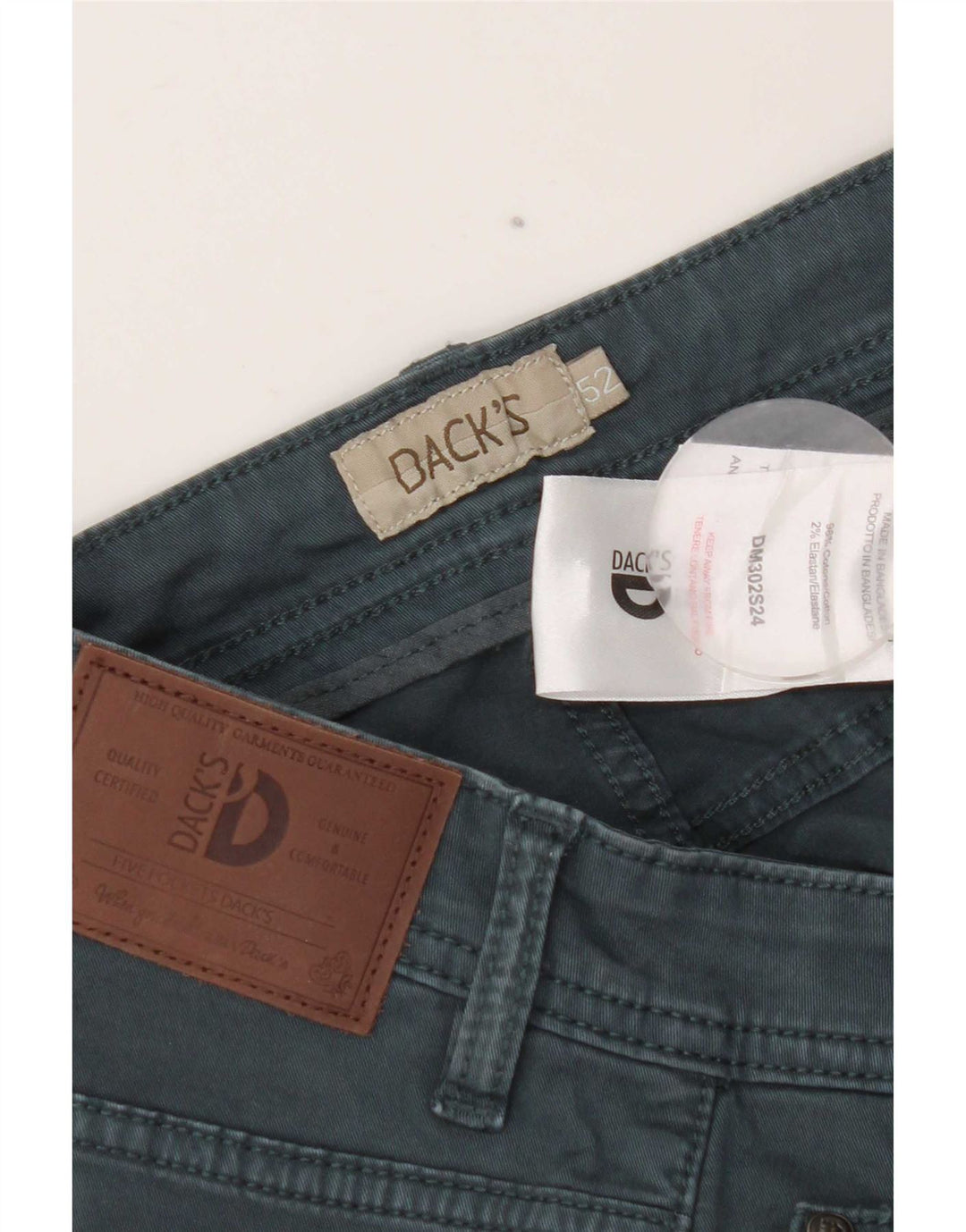 Calça casual slim masculina Dack W34 L32 algodão verde