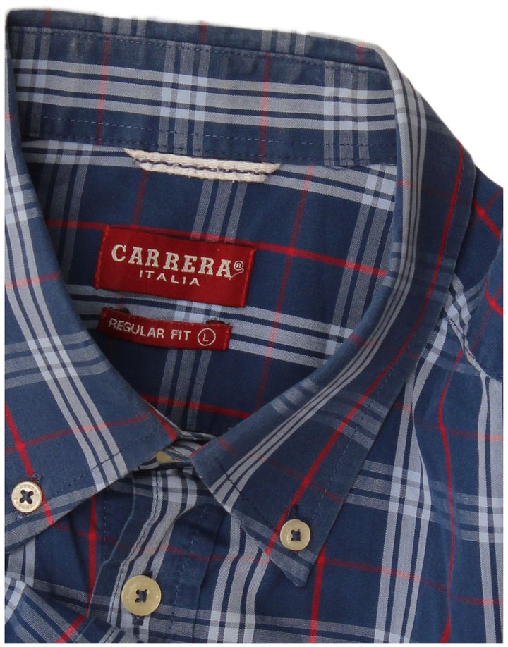Camisa masculina de manga curta CARRERA regular fit grande xadrez azul