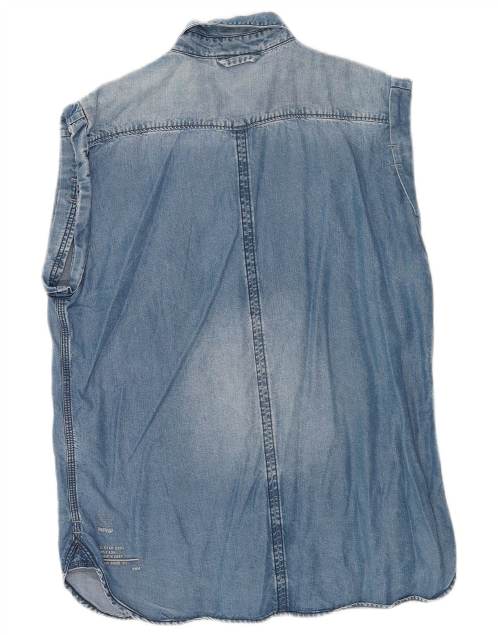 Camisa jeans feminina sem mangas G-Star Reino Unido 14 Lyocell azul médio