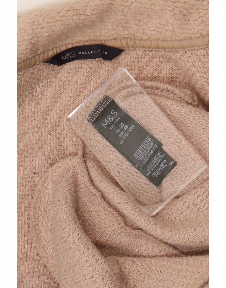 Suéter cardigã feminino Longline Marks & Spencer Reino Unido 20 2XL poliéster rosa