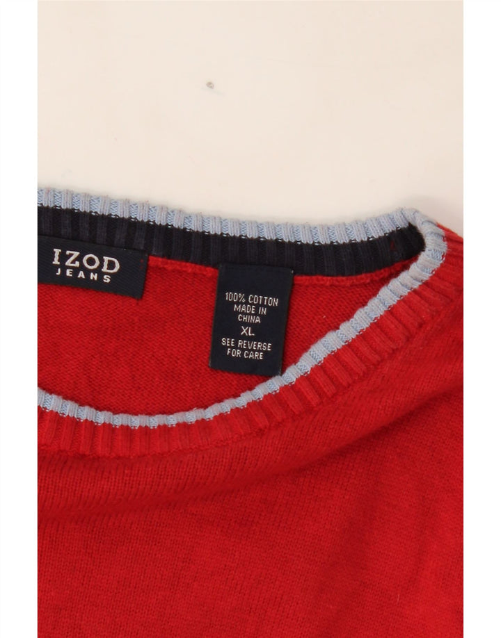 IZOD Mens Crew Neck Jumper Sweater XL Red Colourblock Cotton Vintage Izod and Second-Hand Izod from Messina Hembry 