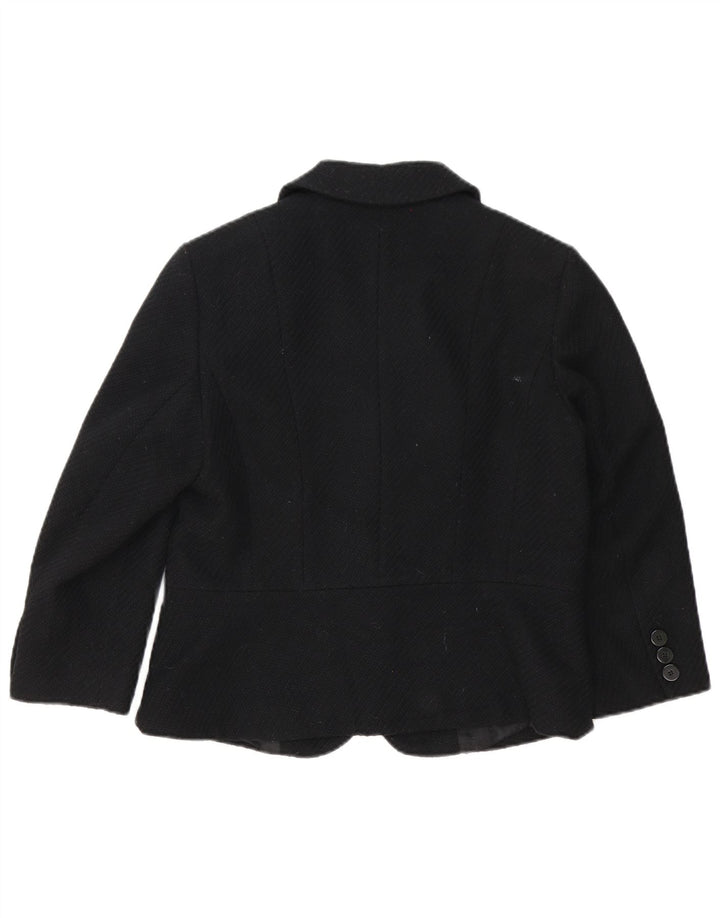 Jaqueta blazer feminina de 5 botões Marks & Spencer Reino Unido 14 poliéster preto médio