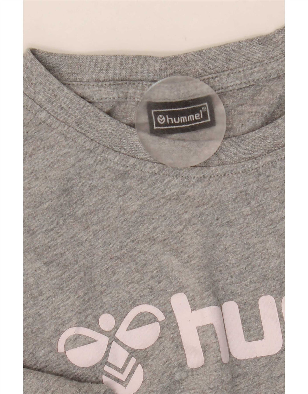 Hummel Camiseta masculina gráfica Top algodão manchado cinza médio