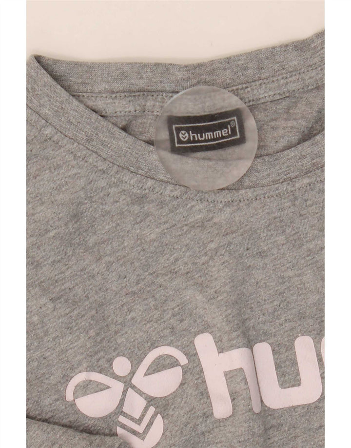 Hummel Camiseta masculina gráfica Top algodão manchado cinza médio