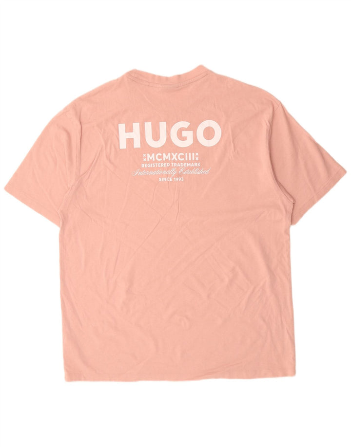 Camiseta gráfica masculina HUGO BOSS Top XL algodão rosa