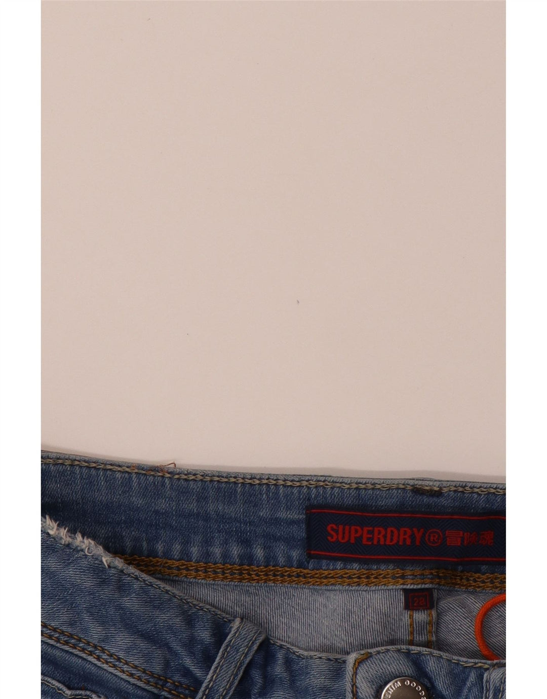 Shorts jeans feminino SUPERDRY W28 algodão azul médio