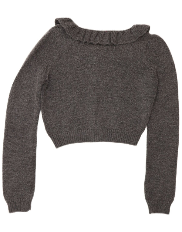 Suéter cardigã feminino Max & Co. Reino Unido 12 lã cinza médio