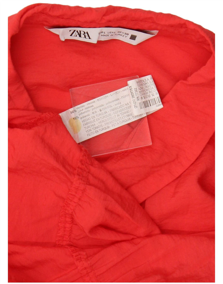 Vestido básico feminino Zara Reino Unido 16 grande viscose laranja