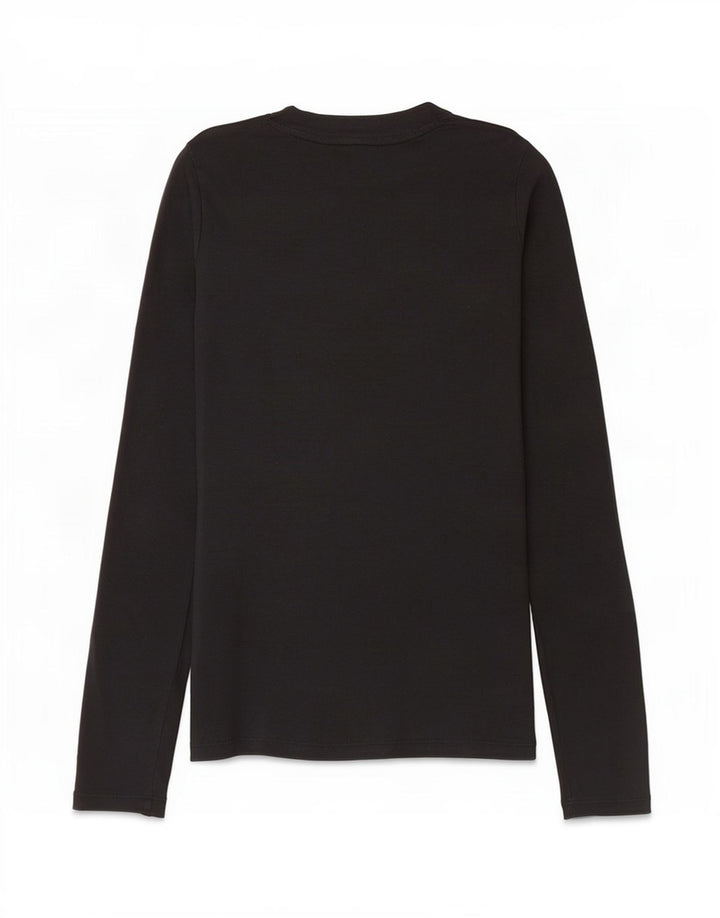 Top feminino Levi's manga comprida UK 10 pequeno algodão preto