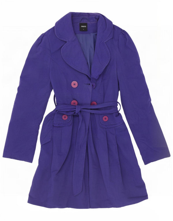 Trench Coat feminino Oasis UK 10 algodão listrado roxo pequeno