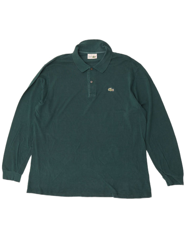 Camisa polo masculina de manga comprida Lacoste tamanho 7 2XL algodão verde