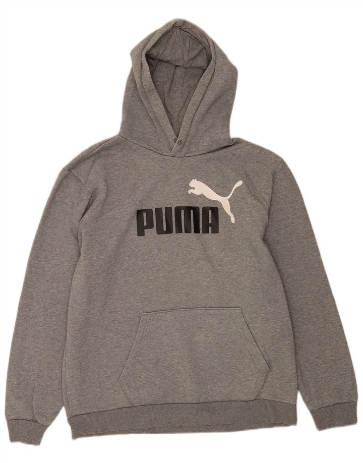 Suéter com capuz gráfico masculino Puma grande cinza
