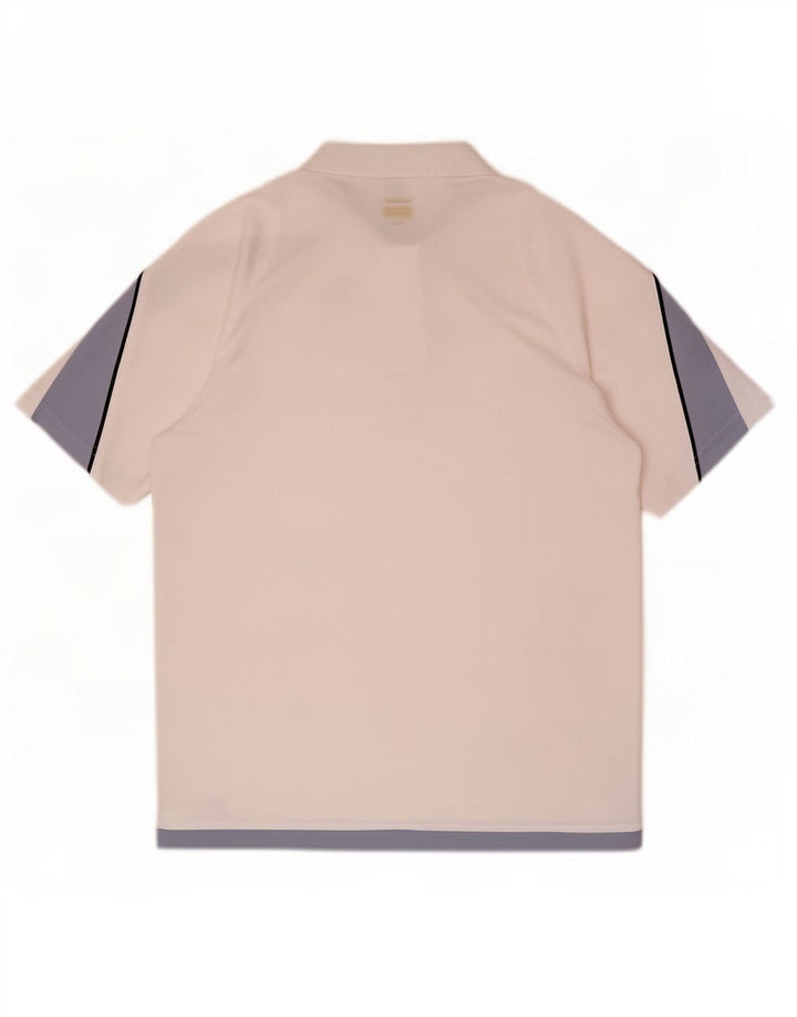 Camisa polo masculina Reebok grande poliéster colorblock branco