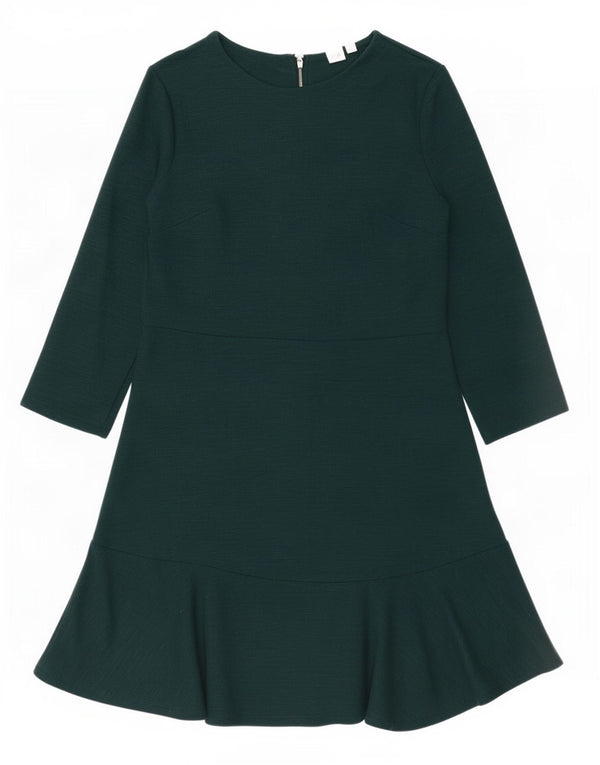Vestido feminino Gap manga 3/4 linha A Reino Unido 10 pequeno rayon verde