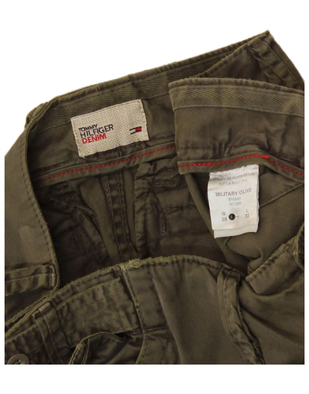 TOMMY HILFIGER Womens Straight Cargo Trousers W28 L32 Khaki Cotton Vintage Tommy Hilfiger and Second-Hand Tommy Hilfiger from Messina Hembry 