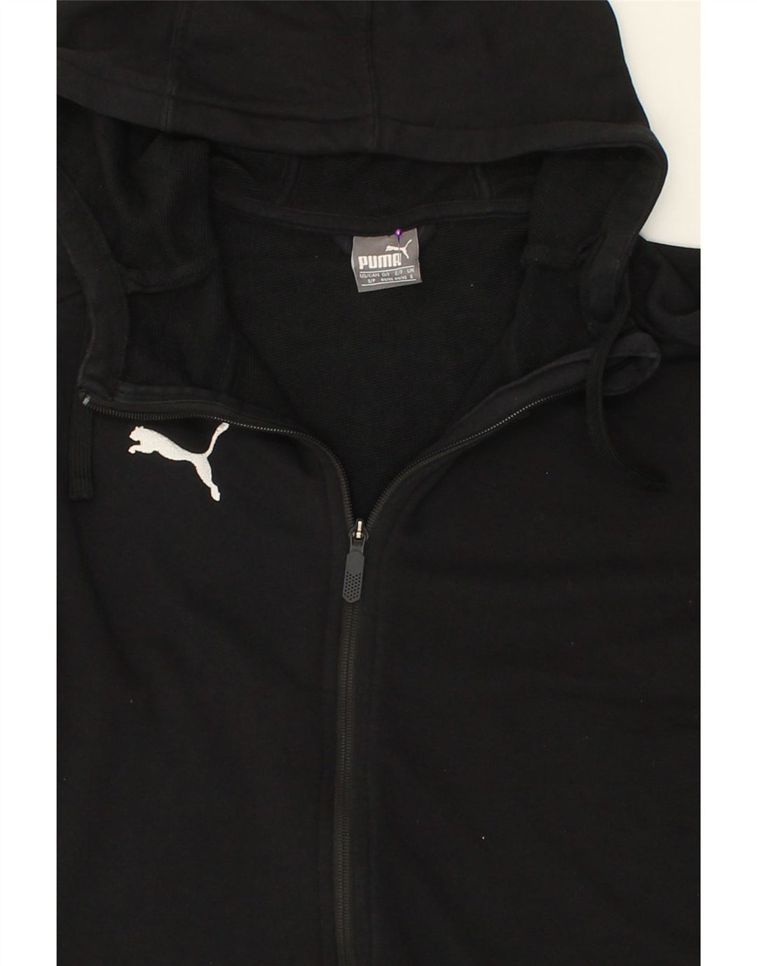 PUMA Mens Zip Hoodie Sweater Small Black Cotton Vintage Puma and Second-Hand Puma from Messina Hembry 