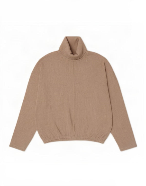 Zara Womens Oversized Roll Neck Jumper Sweater UK 14 Medium Beige Polyester