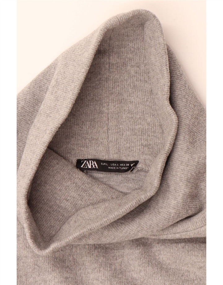 Regata feminina ZARA com gola redonda e algodão cinza grande UK 14