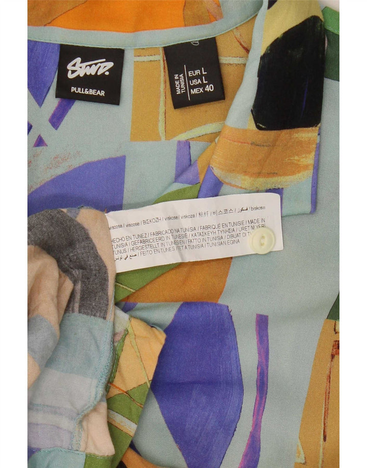 Camisa masculina de manga curta Pull & Bear grande viscose multicolorida