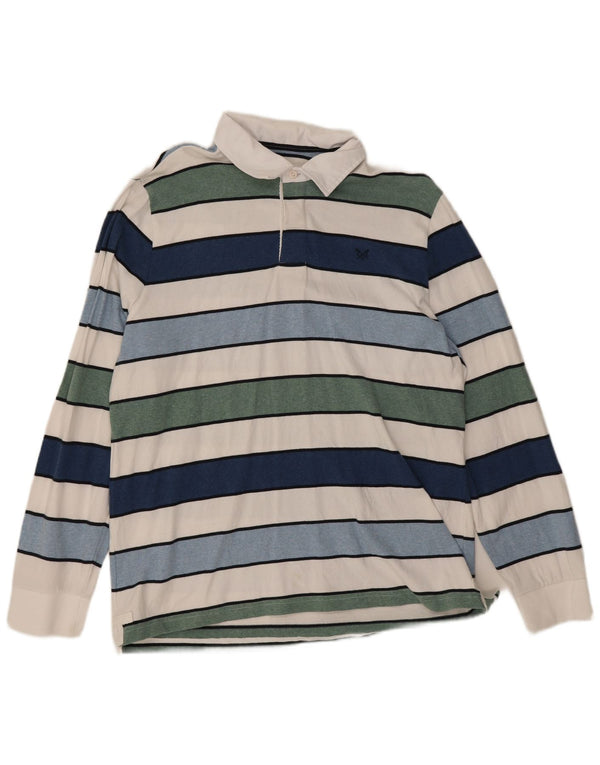 Camisa polo masculina de rugby de manga comprida XL da Crew Clothing listrada multicolorida