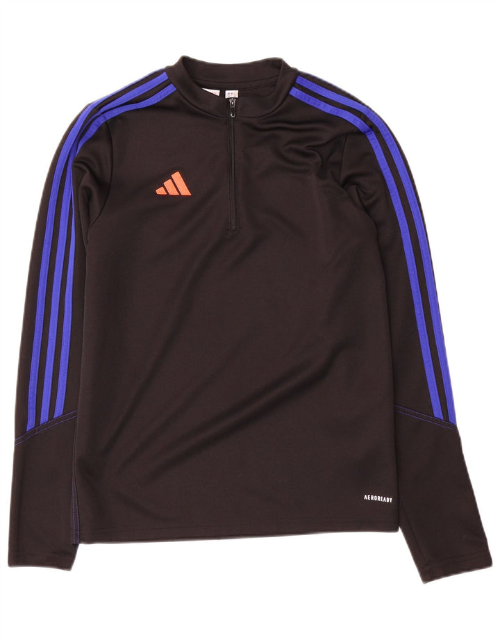 Adidas Meninos Aeroready Zip Neck Pullover Treino Top 13-14 Anos Preto