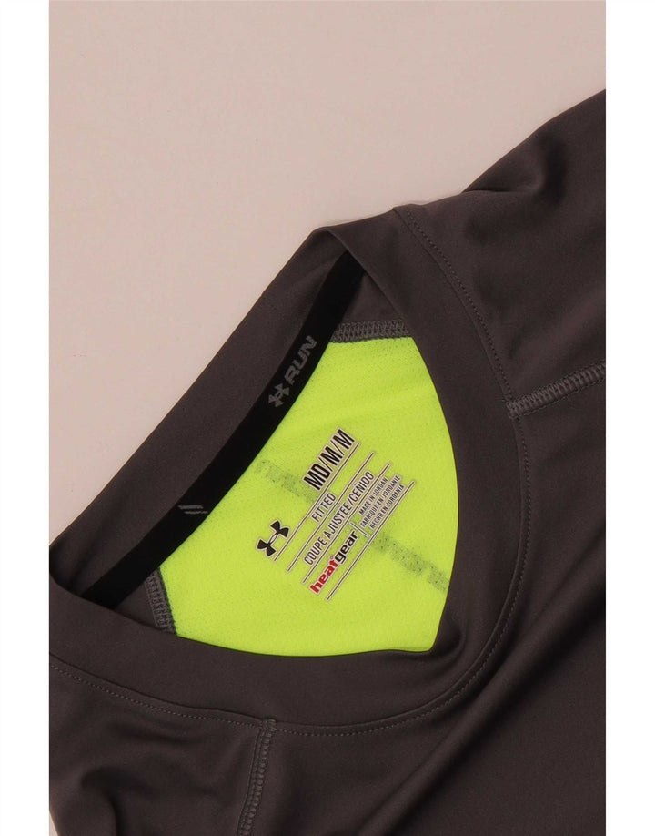 Camiseta masculina Under Armour Heat Gear Top cinza médio Colourblock