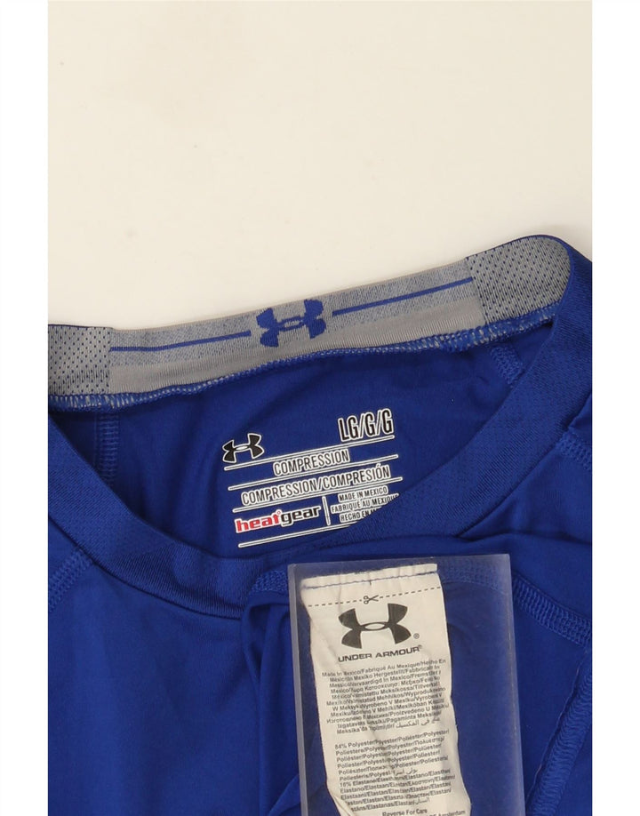 Under Armour Mens Heat Gear Graphic Top Manga Longa Grande Poliéster Azul