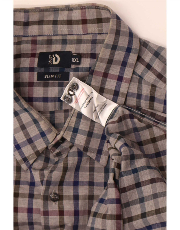 Camisa masculina slim fit da Dack 2XL algodão xadrez cinza
