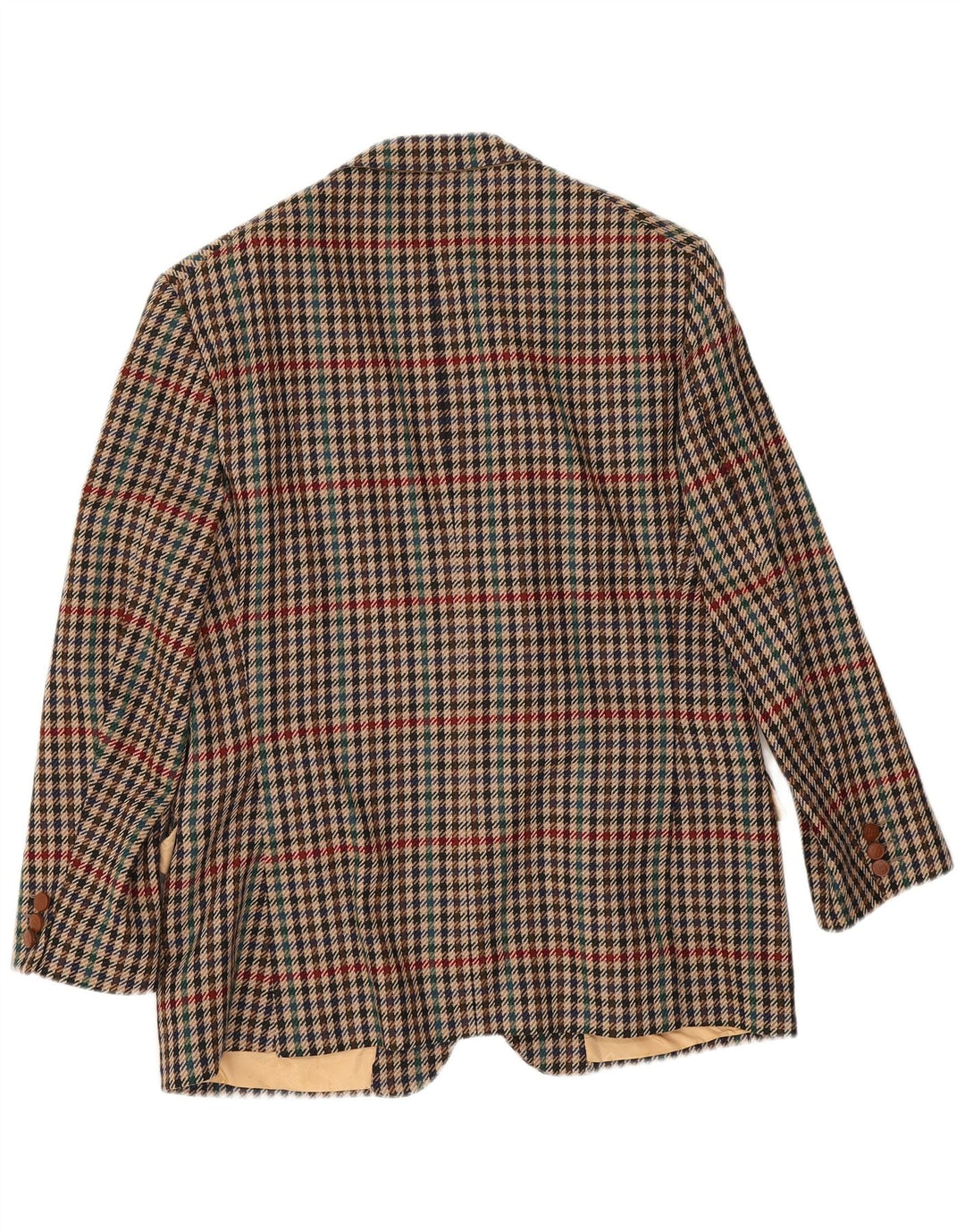 Jaqueta blazer masculina DAKS com 2 botões Reino Unido 38 lã houndstooth marrom médio