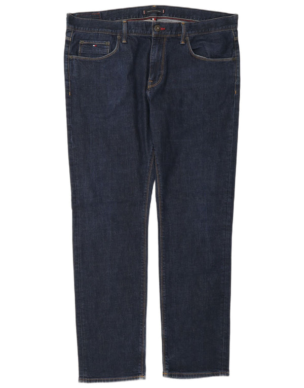 Tommy Hilfiger Masculino Denton Stretch Straight Jeans W38 L32 Azul Marinho Algodão