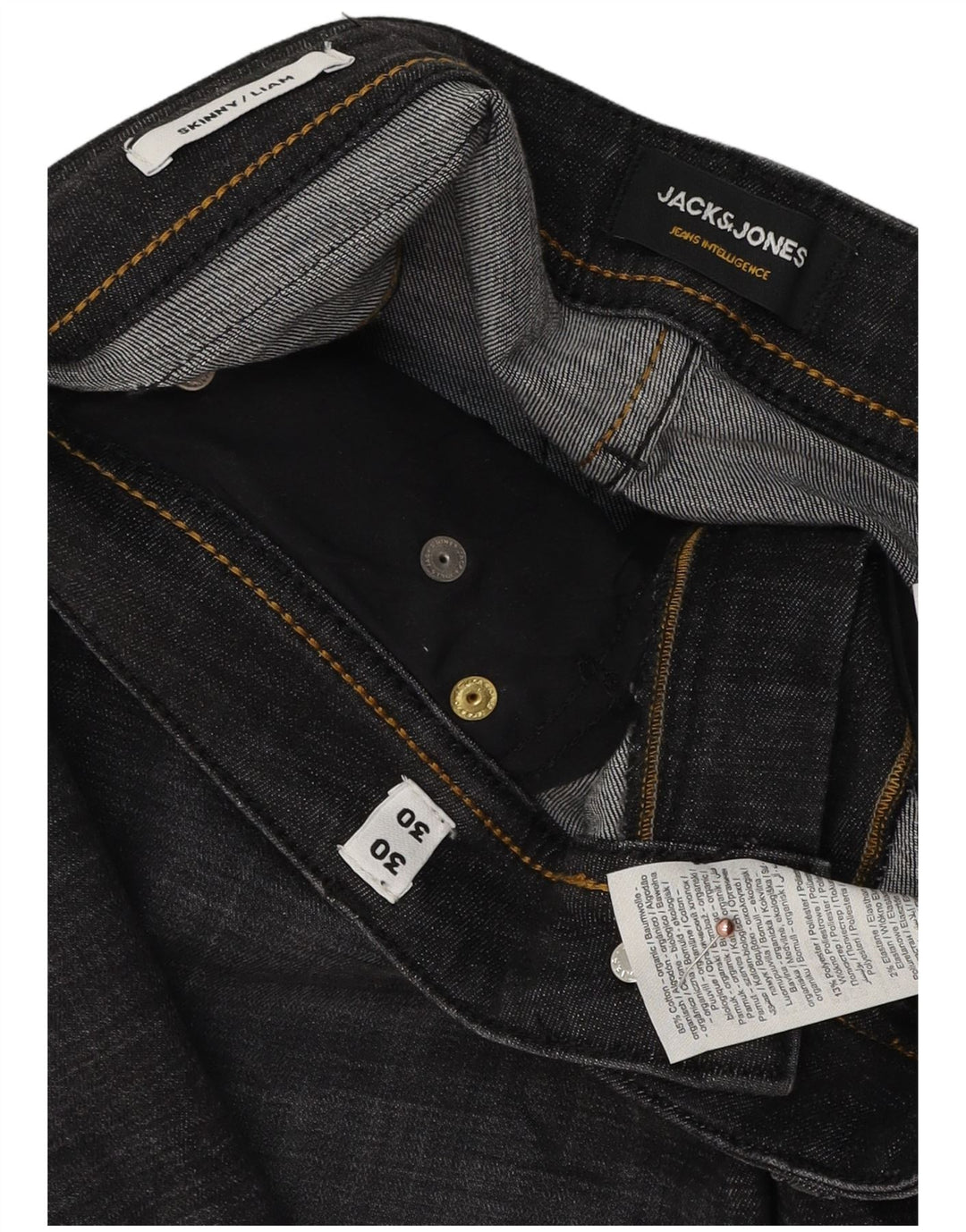 Jack & Jones Masculino Liam Skinny Jeans W30 L30 Cinza Algodão