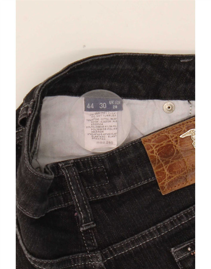 Jeans retos femininos Trussardi W28 L29 algodão preto