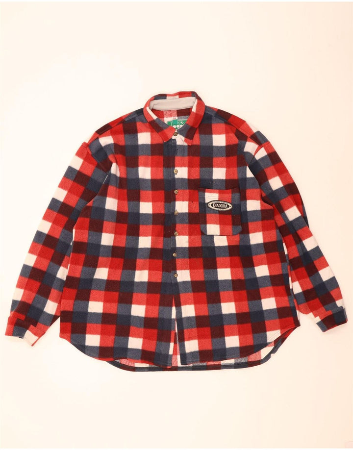 Camisa masculina de lã Diadora IT 58 2XL xadrez vermelho