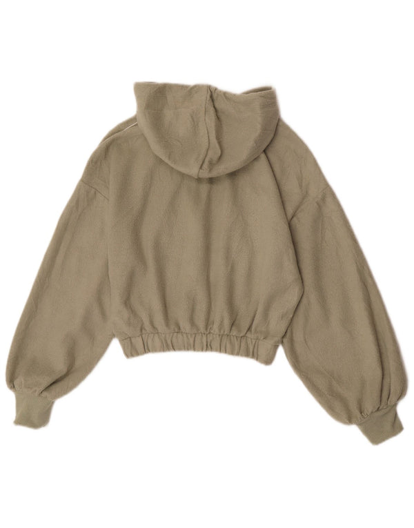 Suéter de lã feminino Topshop com capuz e zíper no pescoço Reino Unido 6 XS Poliéster cáqui