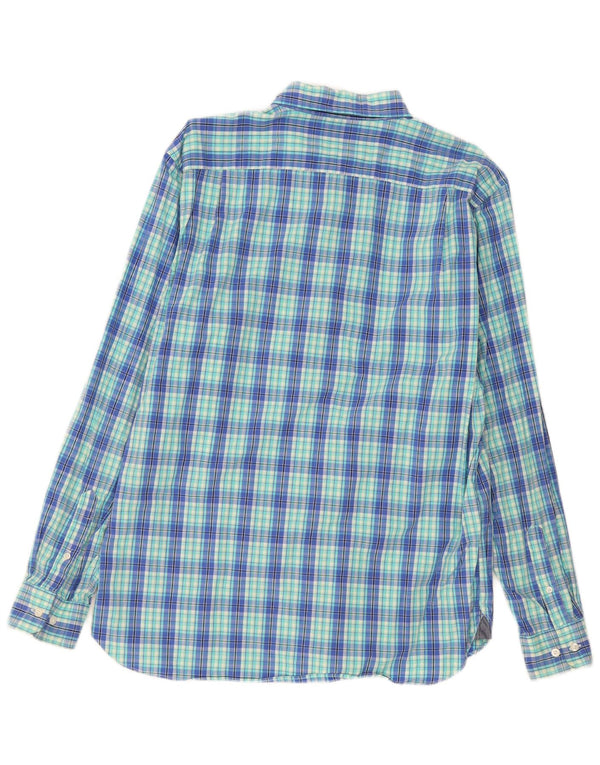 Camisa masculina Nautica grande algodão xadrez azul