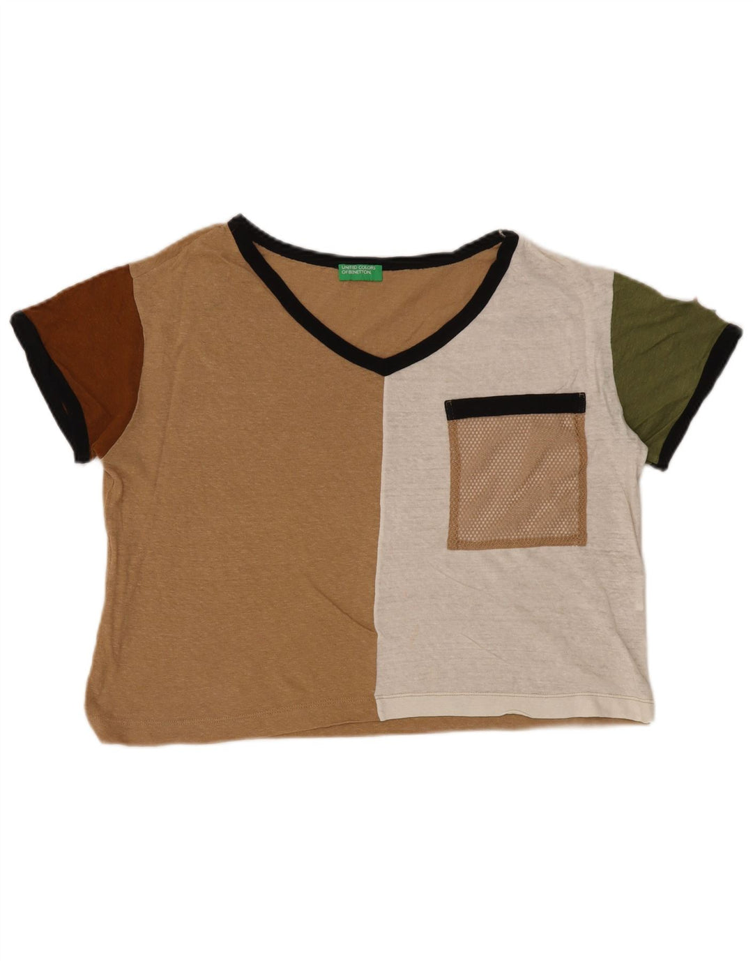 Camiseta feminina oversized BENETTON UK 6 XS Bege Colourblock