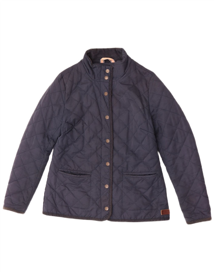 Jaqueta acolchoada feminina Fat Face UK 12 poliéster azul marinho médio