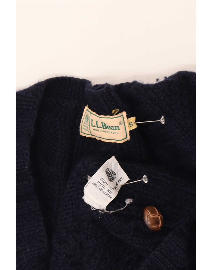 Suéter cardigã feminino grande L.L.Bean Reino Unido 10 pequeno lã azul marinho