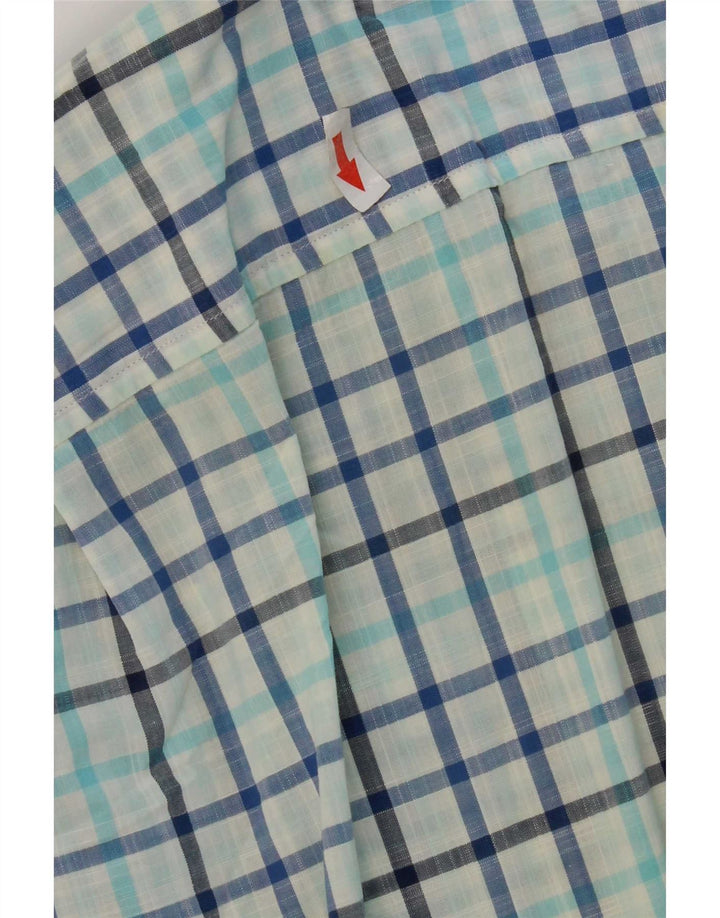 Camisa masculina Nautica Classic Fit algodão xadrez azul médio