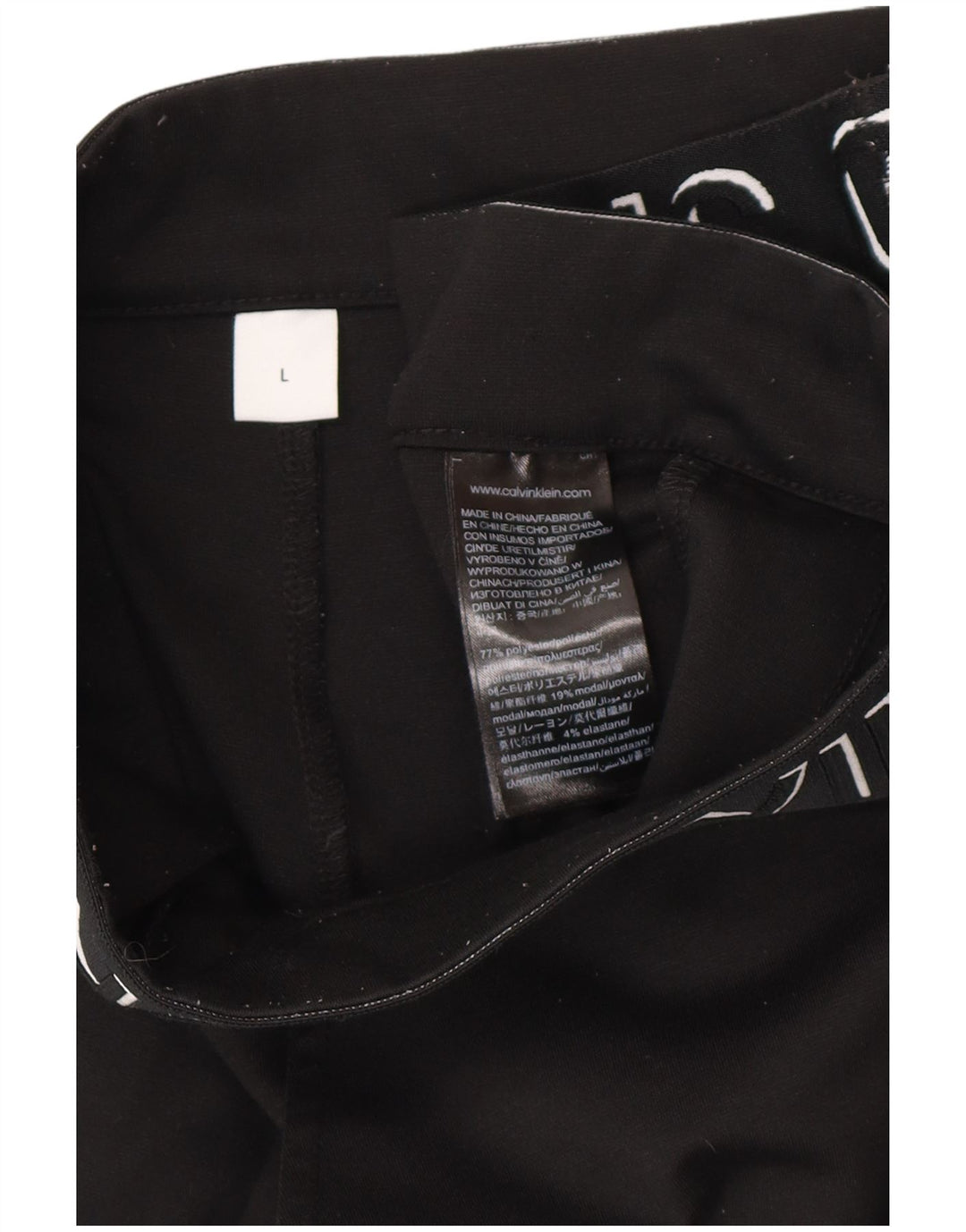 Calça feminina CALVIN KLEIN slim fit estampada grande W32 L27 preta