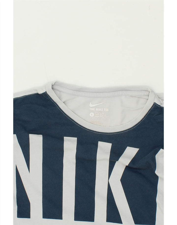 NIKE Mens Graphic T-Shirt Top Large Grey Colourblock Cotton Vintage Nike and Second-Hand Nike from Messina Hembry 