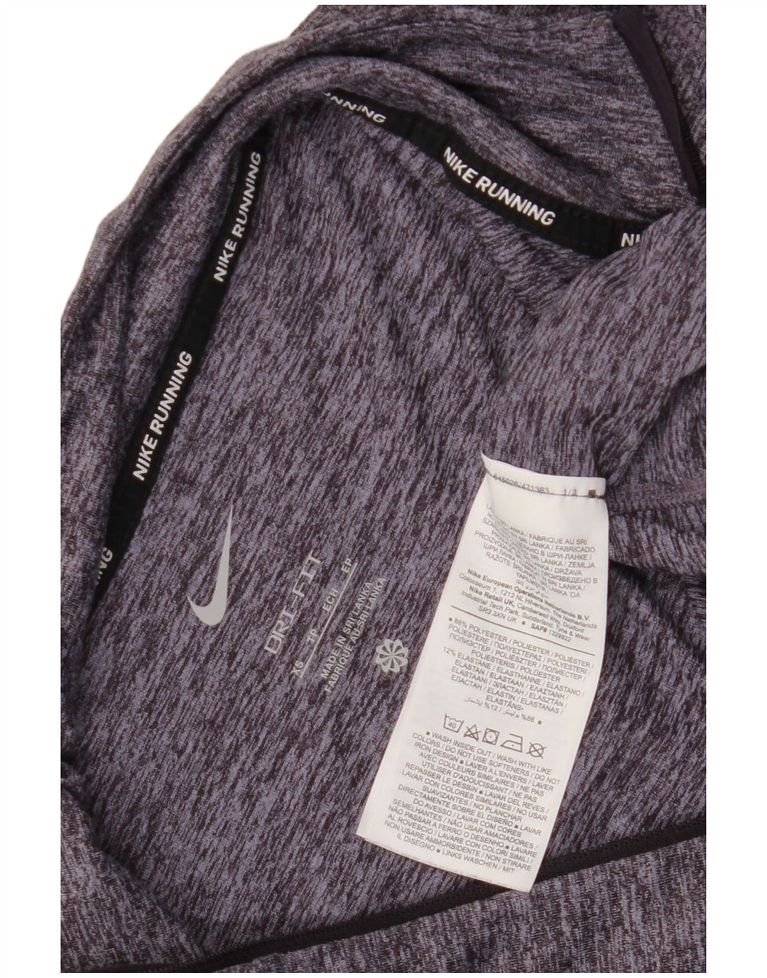 Nike Mens Dri Fit Zip Neck Top Manga Longa XS Azul Poliéster Flecked