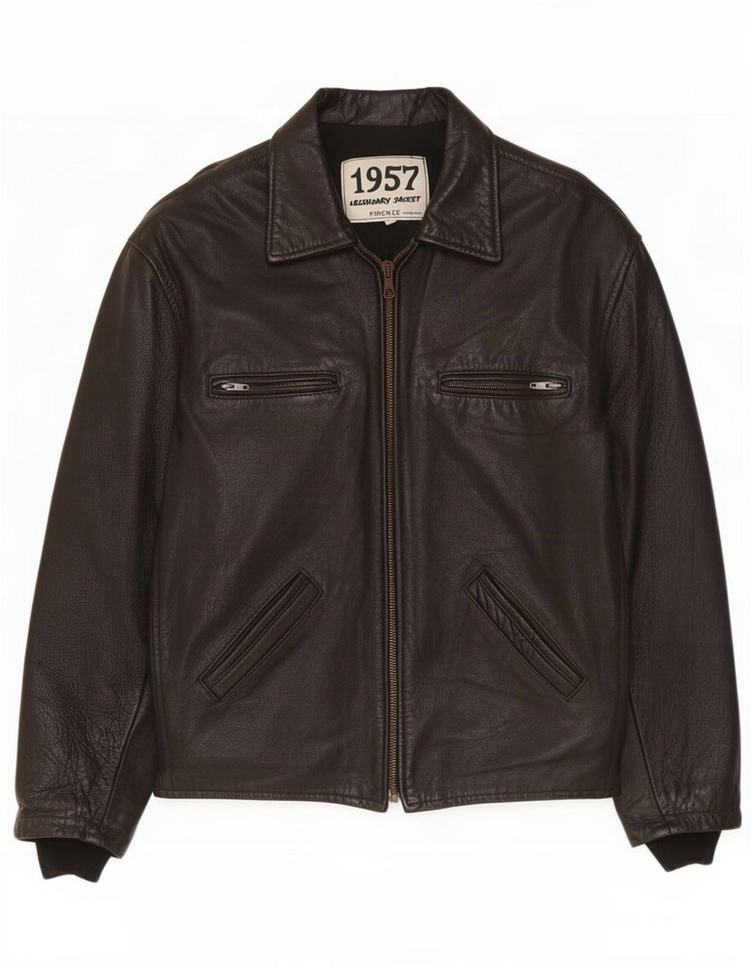 Jaqueta lendária 1957 Jaqueta de couro masculina UK 40 grande preta