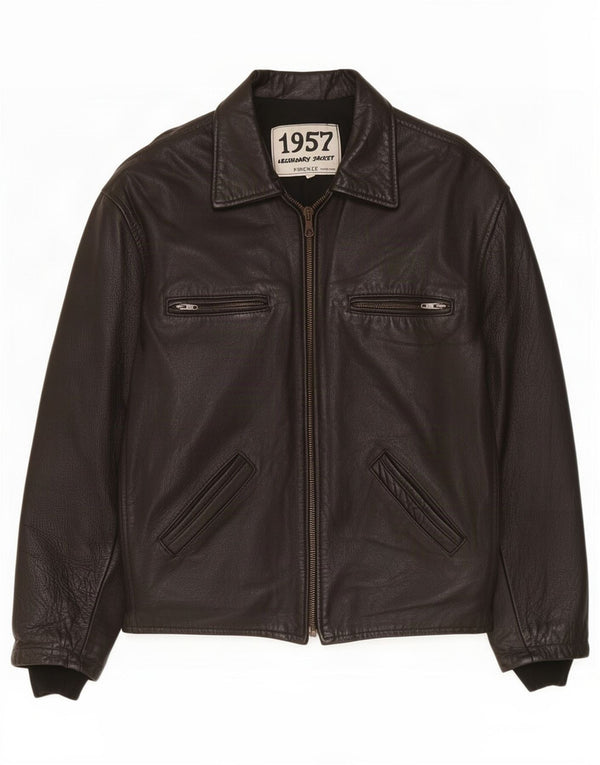 Jaqueta lendária 1957 Jaqueta de couro masculina UK 40 grande preta