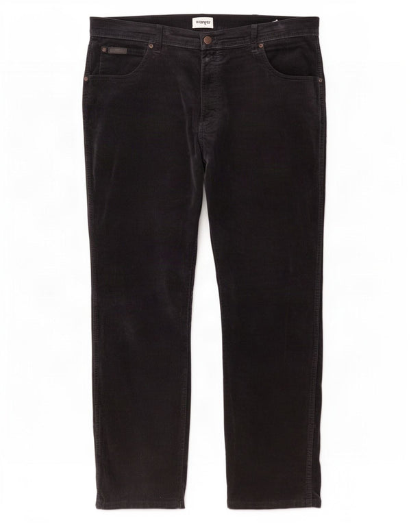 Calça masculina Wrangler Texas Slim de veludo cotelê W38 L30 algodão azul marinho