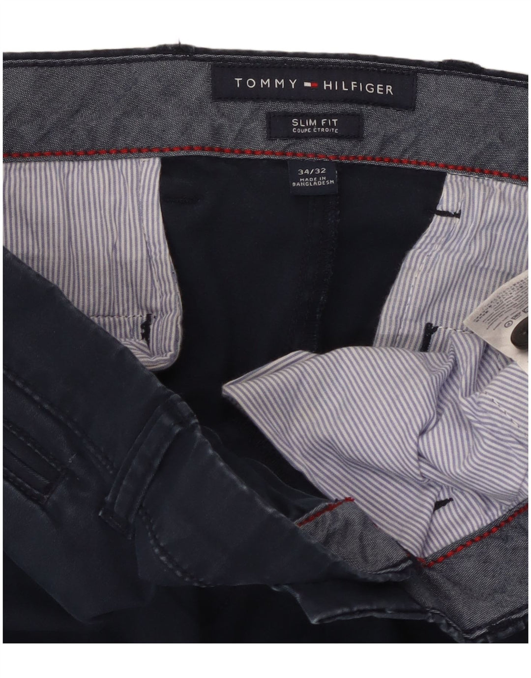 Calça Chino masculina TOMMY HILFIGER slim fit W34 L32 algodão azul marinho